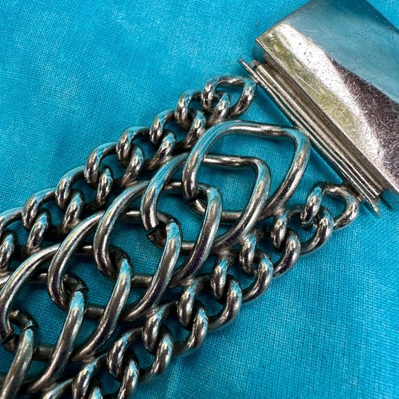 Chunky Vintage Silver Toned Signed MARINO Bracelet - Picture 3 of 9